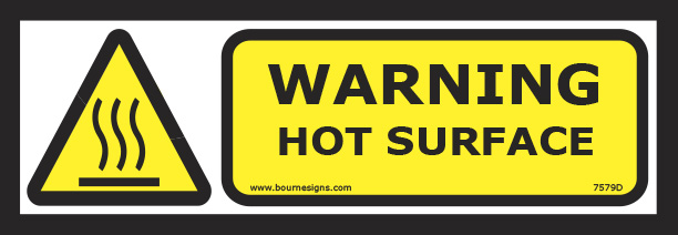 Warning. Hot surface 300mm x 100mm