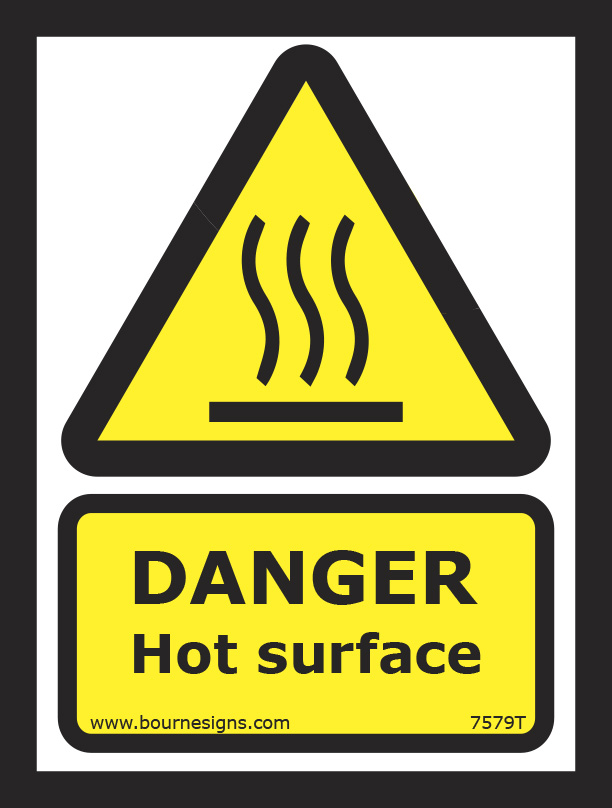 Warning. Hot surface 150mm x 200mm