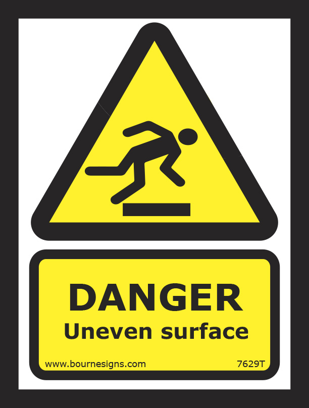 Danger. Uneven surface 150mm x 200mm